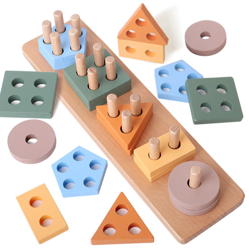 Wooden Geometric Shape Combination Children's Cognitive Puzzle Toy