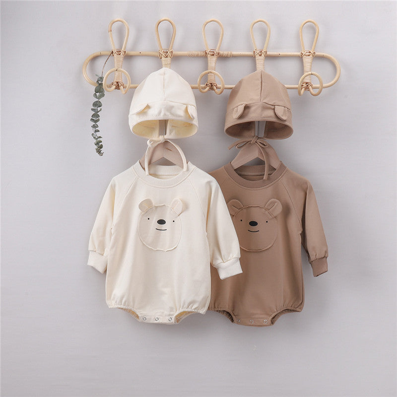 Cotton Cartoon Bear Ears Hooded One-piece Romper Wrapper