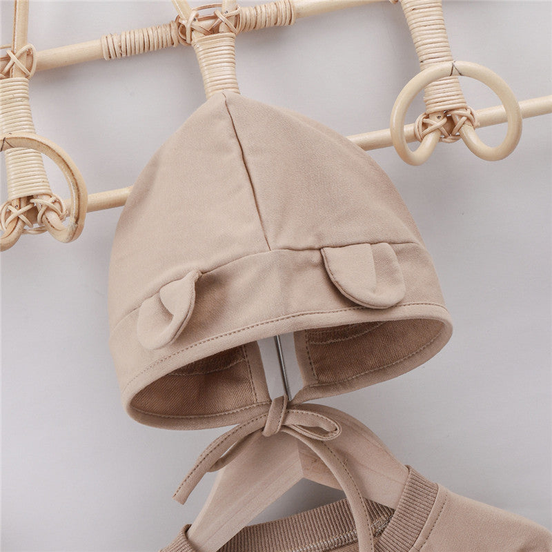 Cotton Cartoon Bear Ears Hooded One-piece Romper Wrapper