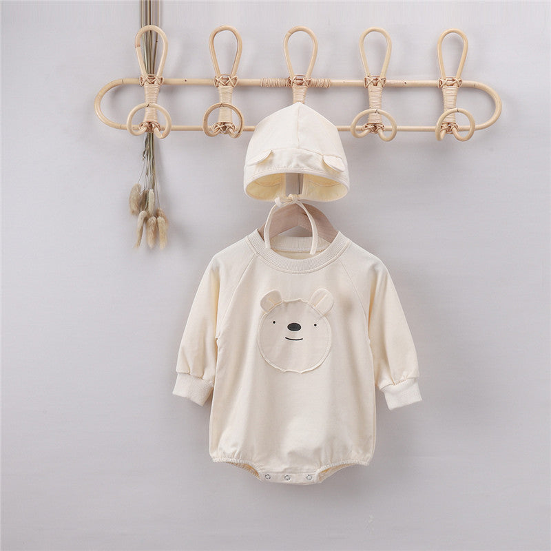 Cotton Cartoon Bear Ears Hooded One-piece Romper Wrapper