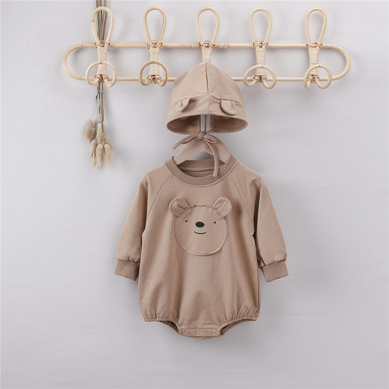 Cotton Cartoon Bear Ears Hooded One-piece Romper Wrapper