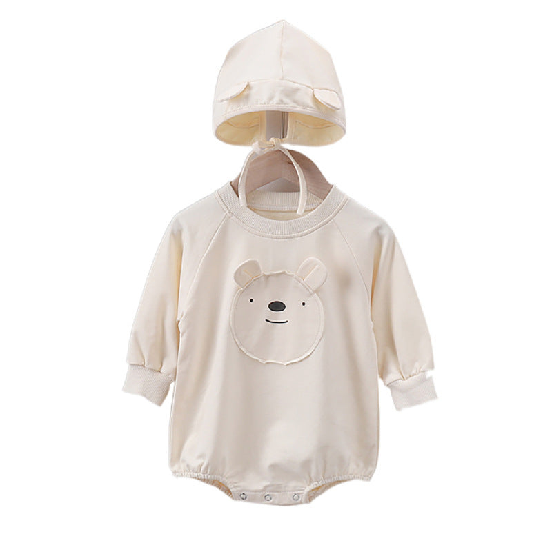 Cotton Cartoon Bear Ears Hooded One-piece Romper Wrapper