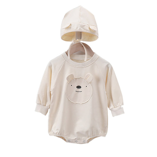 Cotton Cartoon Bear Ears Hooded One-piece Romper Wrapper
