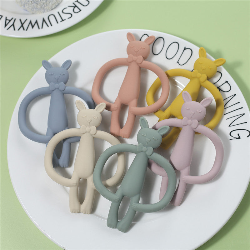 Edible Silicon Baby Teething Stick Prevent Hand Sucking Artifact Bite Glue Cartoon Toy