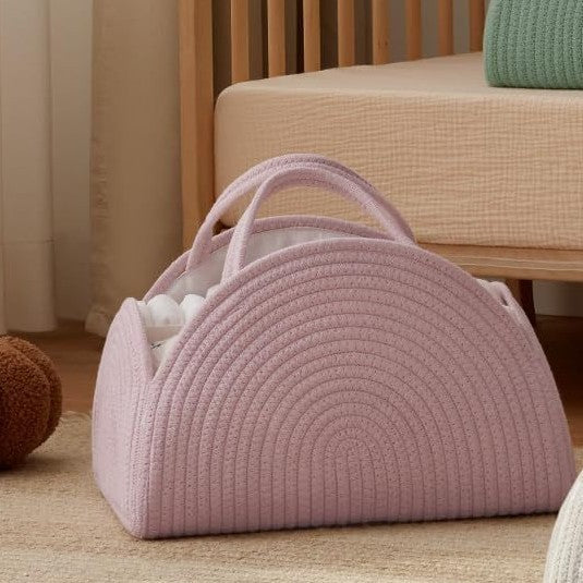 Baby Diaper Caddy Organizer, Cotton Rope Diaper Caddy Basket