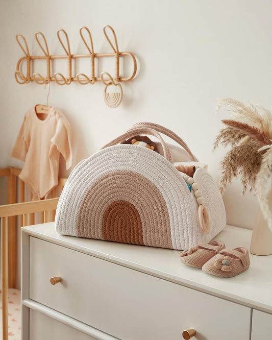 Baby Diaper Caddy Organizer, Cotton Rope Diaper Caddy Basket