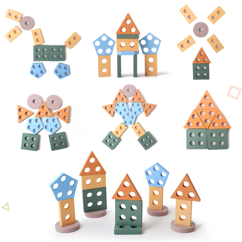 Wooden Geometric Shape Combination Children's Cognitive Puzzle Toy