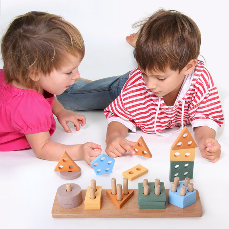 Wooden Geometric Shape Combination Children's Cognitive Puzzle Toy